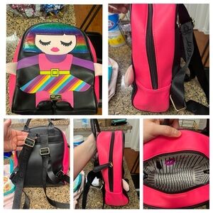 New Luv Betsey Johnson Backpack Kitsch Rainbow Neon Girl